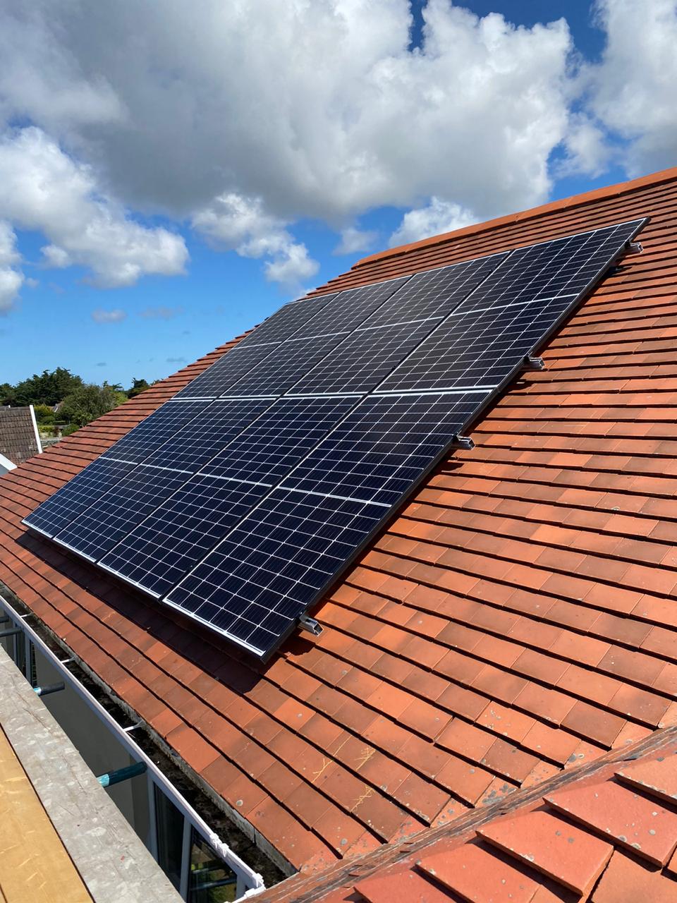 Solar panel array on roof