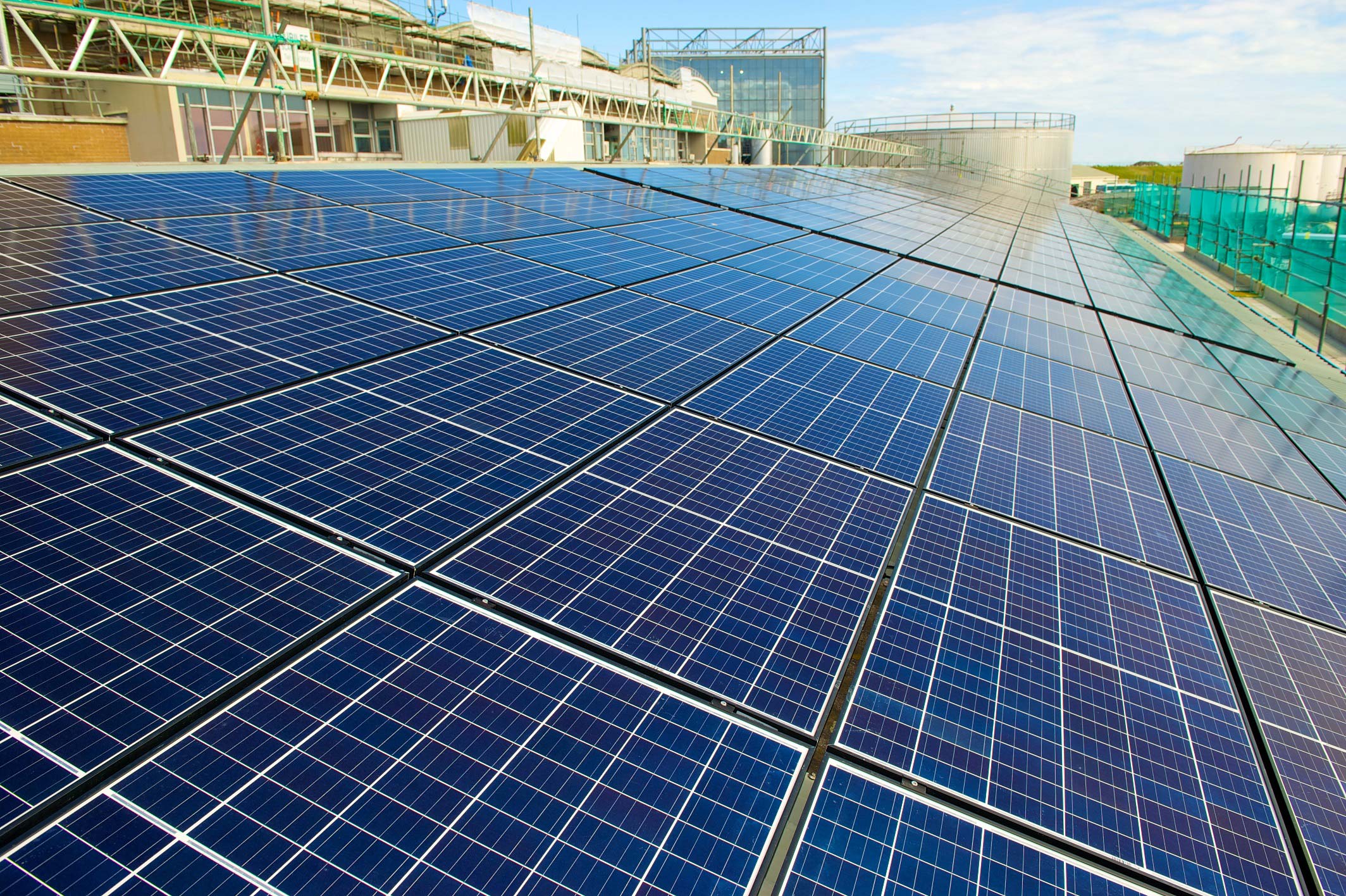 A photograph of the solar PV installation at La Collete powerstation.