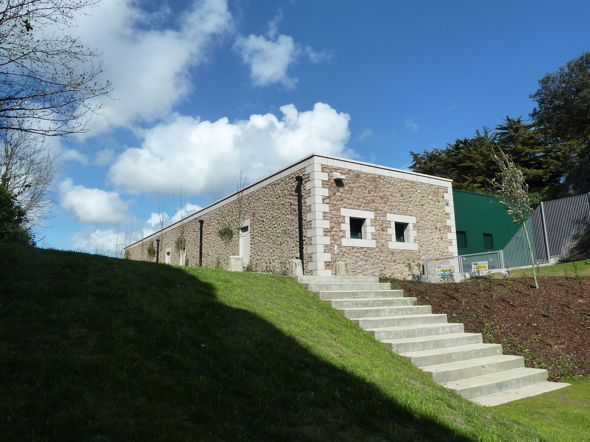 An exterior photograph of South Hill Switching Station in the sunshine.