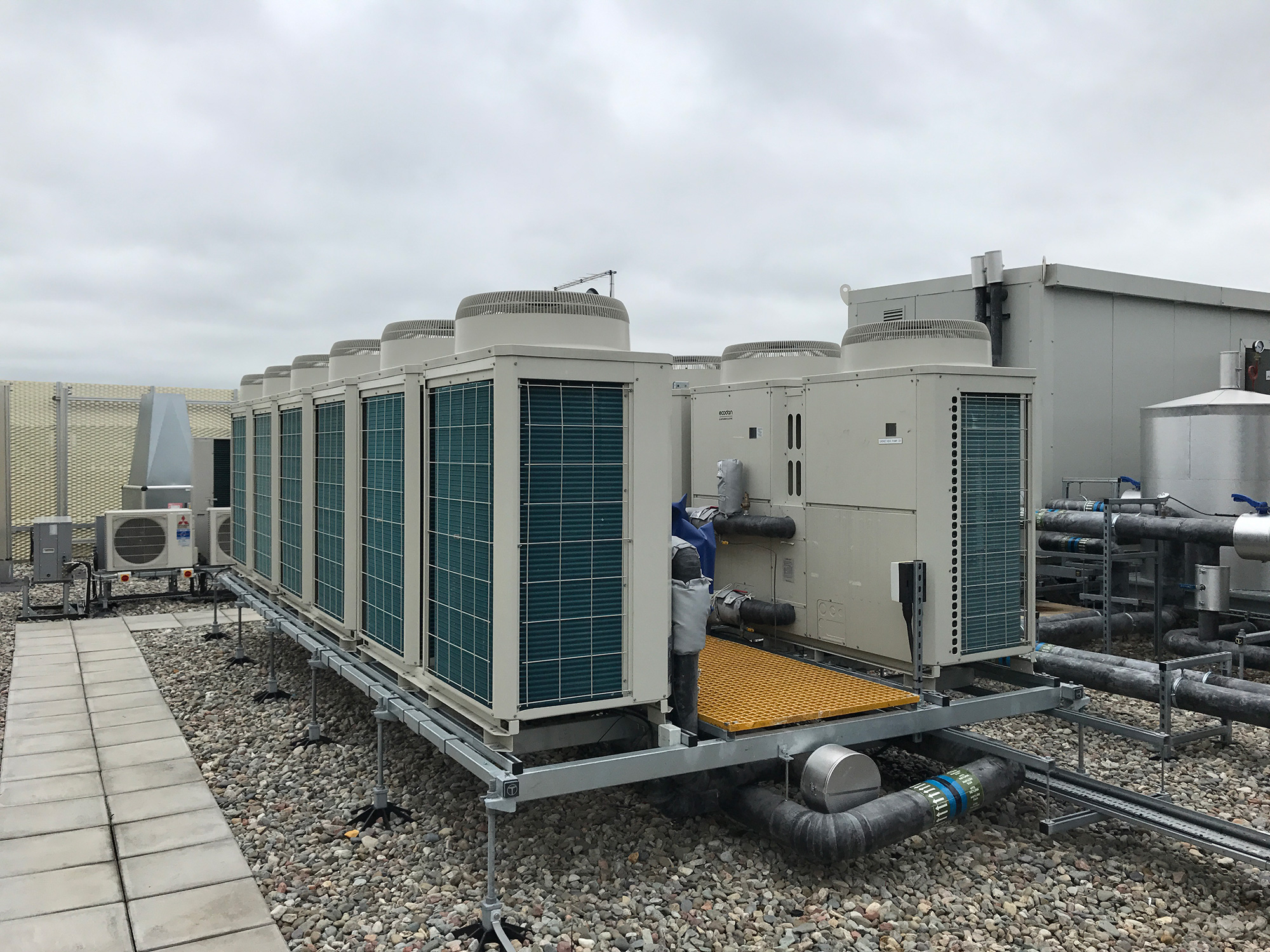 A commercial heat pump system.