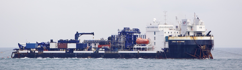 Ship carrying the Normandie 3 subsea cable