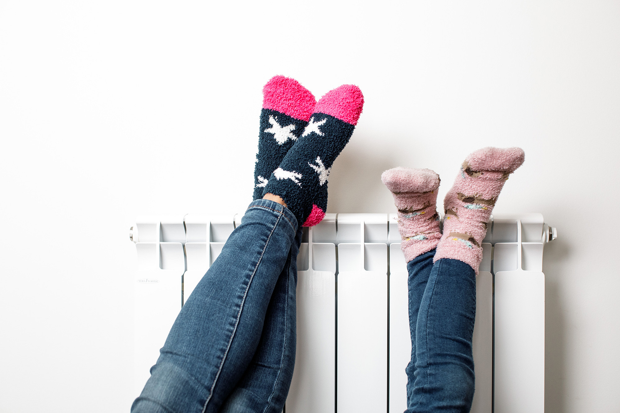 Feet on a radiator