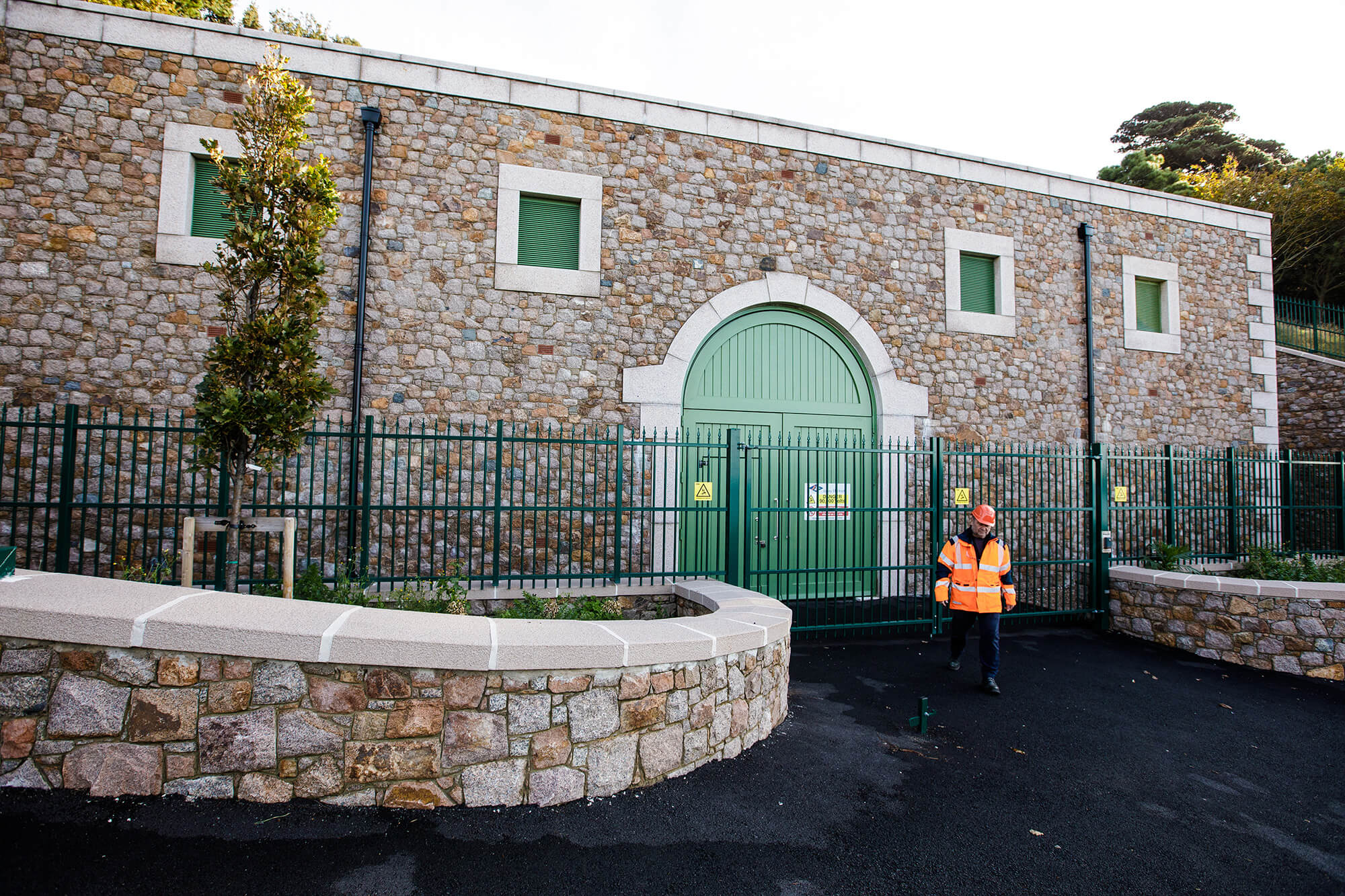 The front facade of the St Helier West Substation.