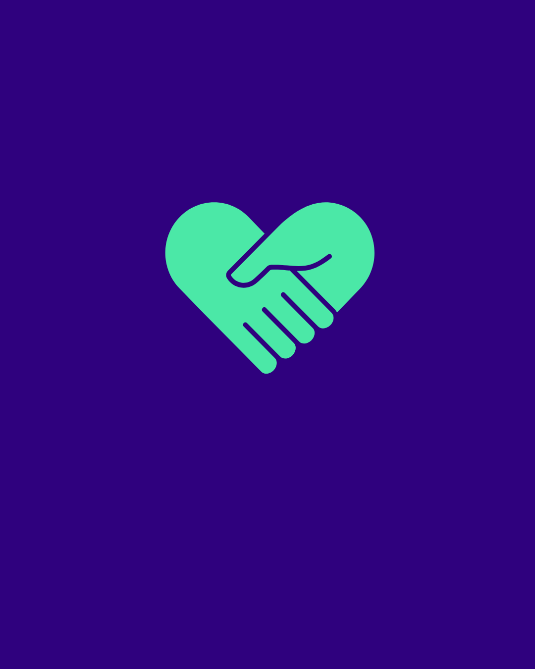 Two hands holding each other inside a green heart, symbolizing connection and care.