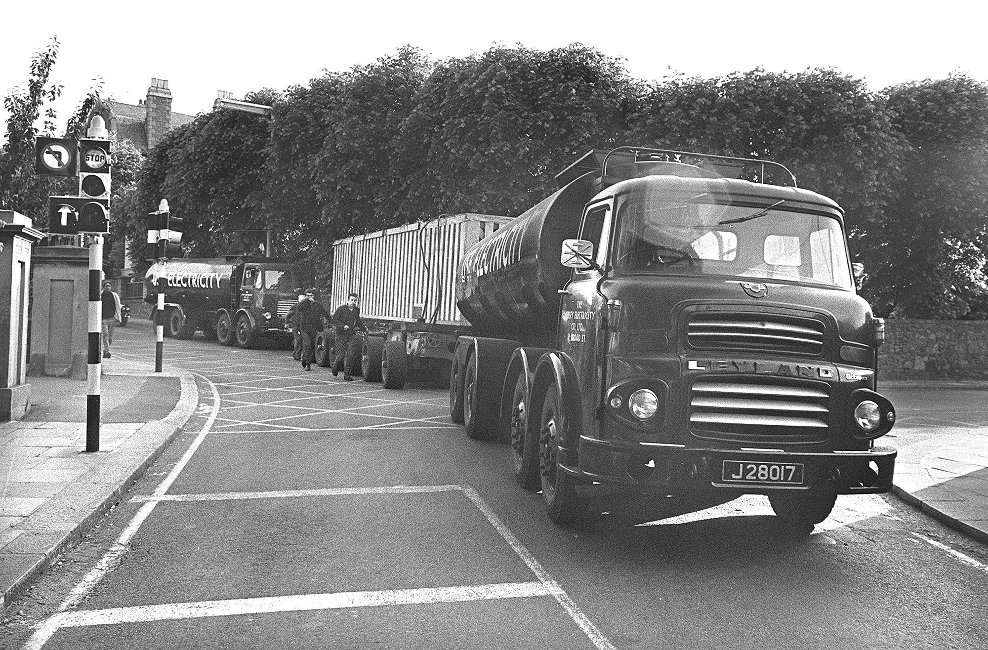 A lorry loaded with the diesel generators from Queens Road drives through St Helier.