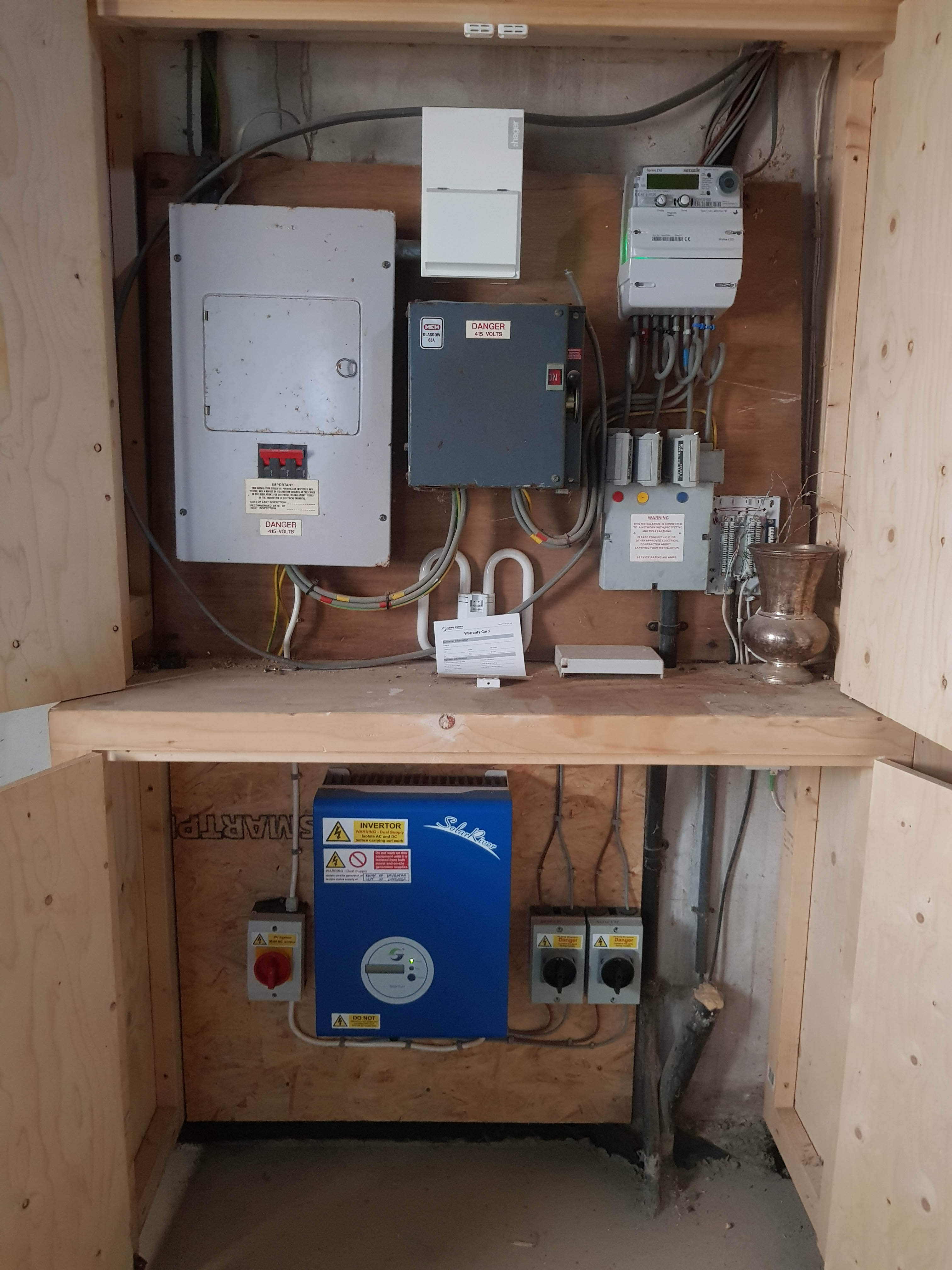 Tidy three phase meter cupboard installation