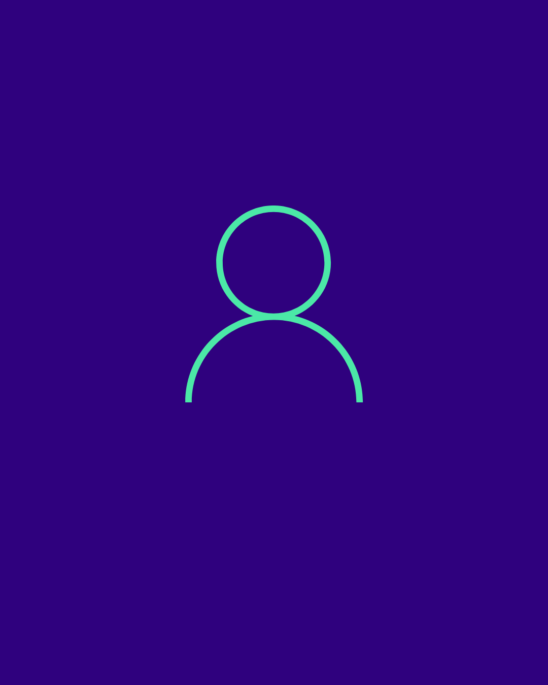 Icon representing a person, prominently featured on a purple background.